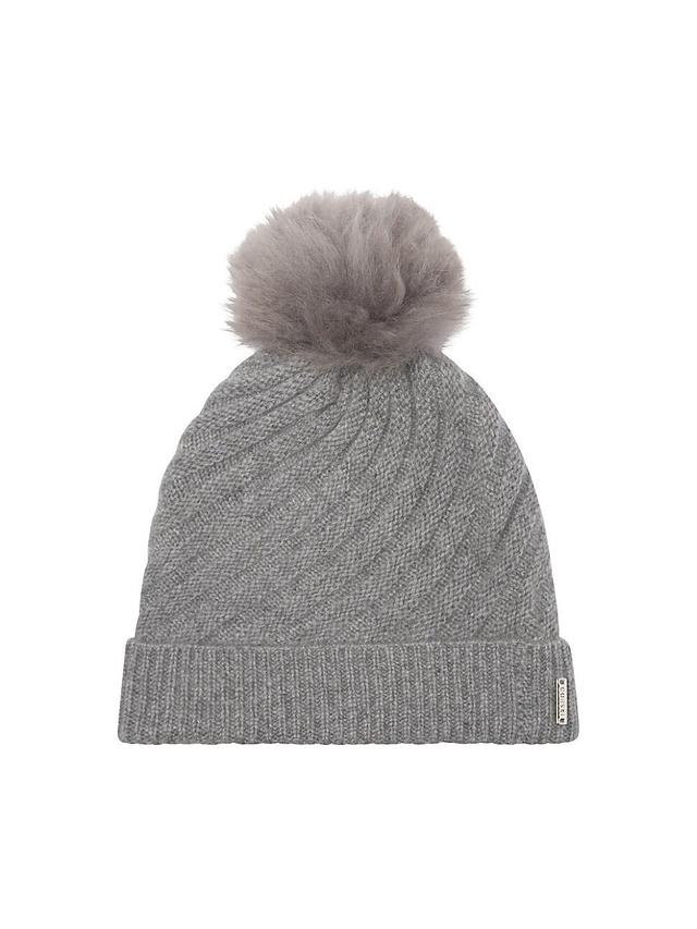 Womens Cashmere Knit Hat with Toscana Lamb Pompom Product Image