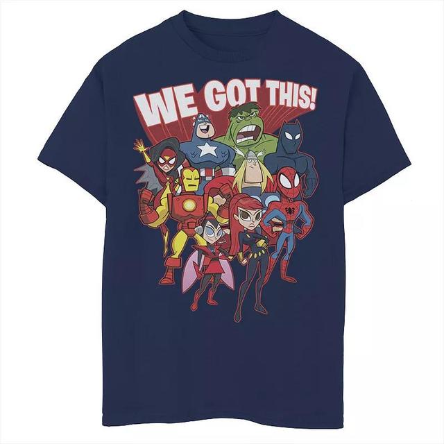 Mens Marvel Avengers We Got This! Retro Cartoon Portrait Tee, Boys Blue Product Image