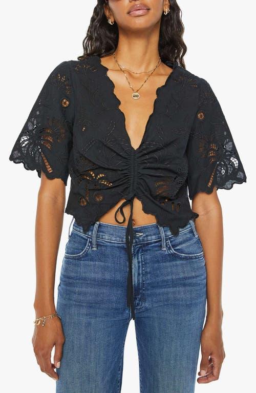 The Social Butterfly Drawstring Crop Top In Black Product Image