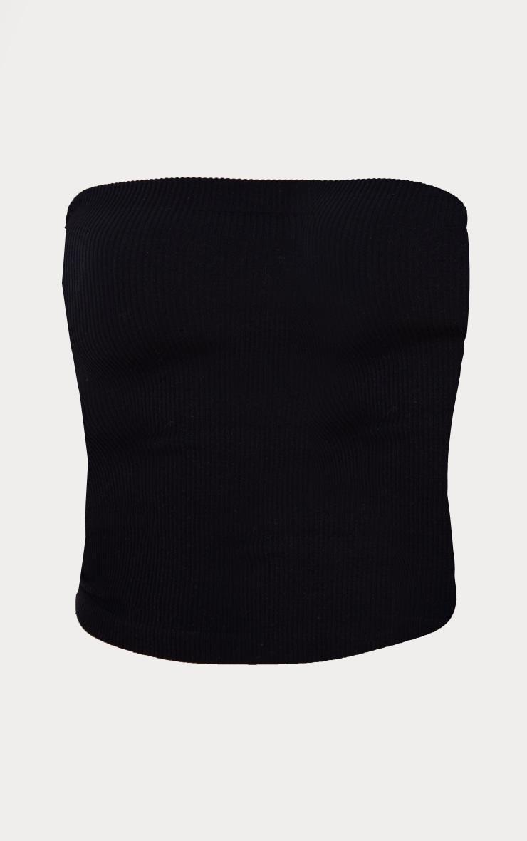 Black Snatched Rib Tube Top Product Image