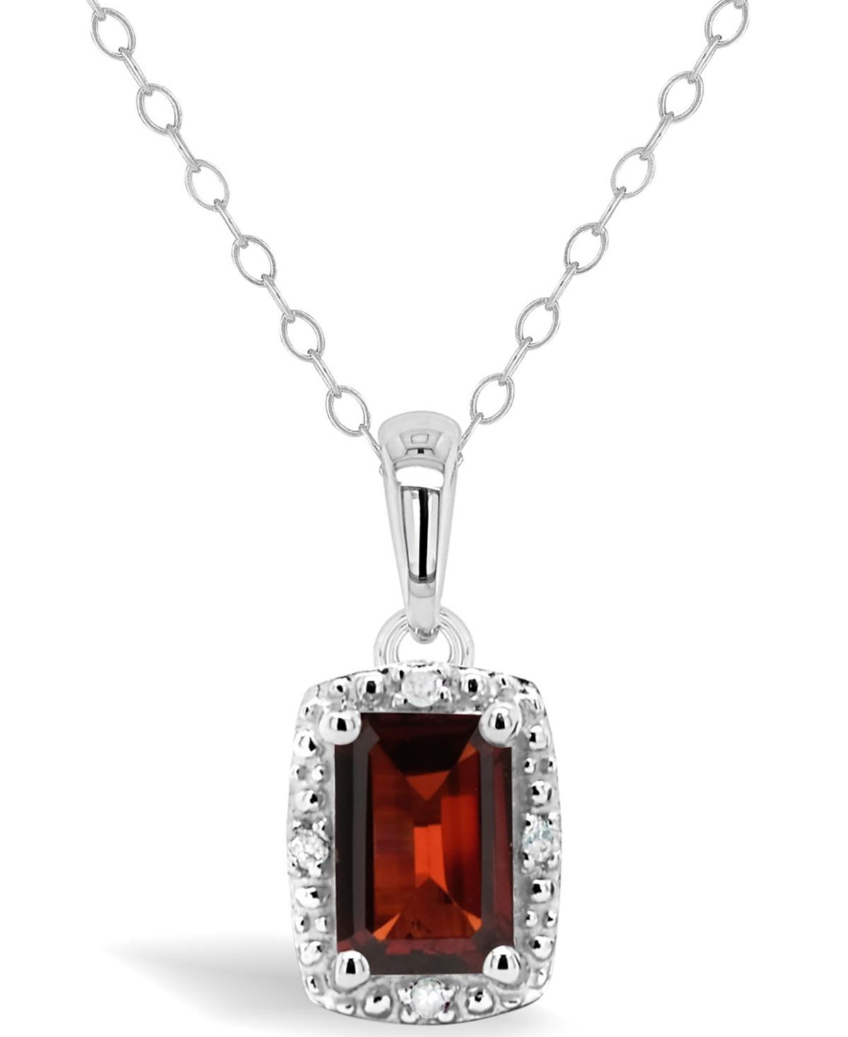 Gemstone and Diamond Accent Pendant Necklace in Sterling Silver Product Image