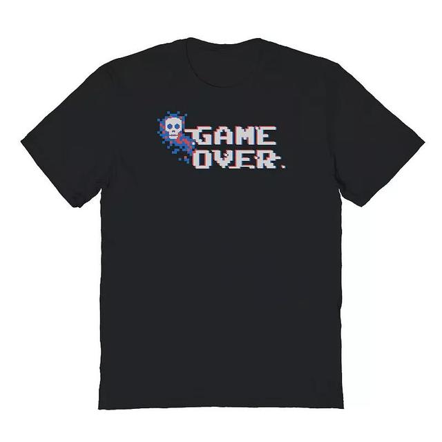 Mens Pixelated Game Over Skull Graphic Tee Product Image