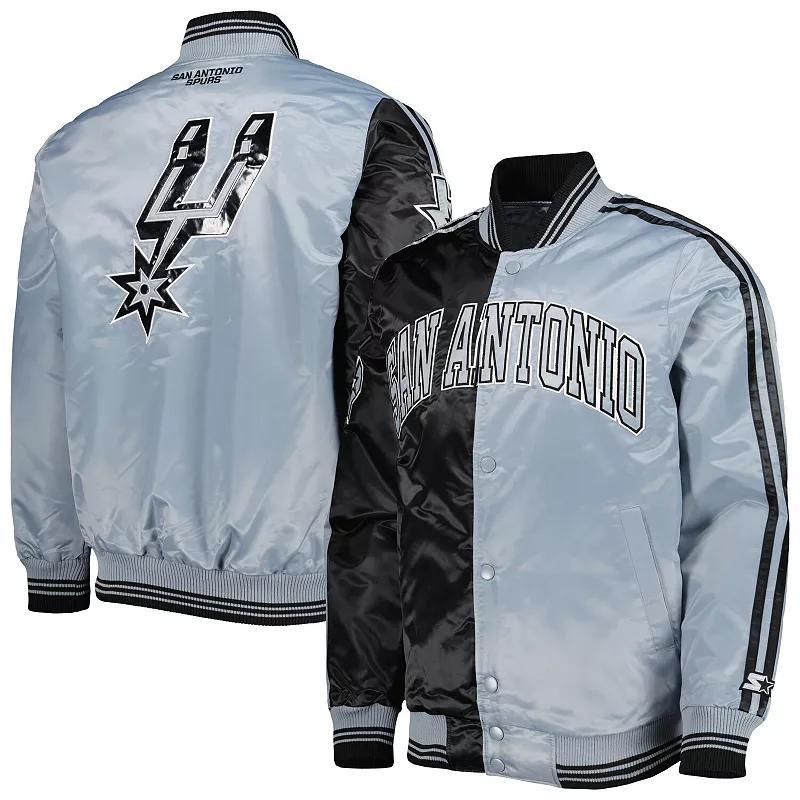 Mens Starter /Silver San Antonio Spurs Fast Break Satin Full-Snap Jacket Product Image