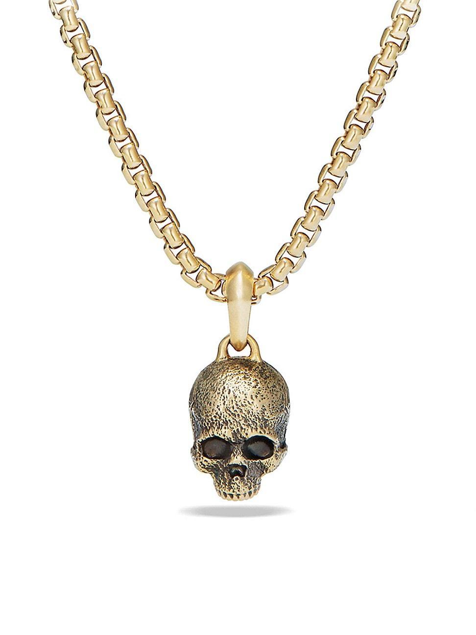 Mens Memento Mori Skull Amulet in 18K Yellow Gold Product Image