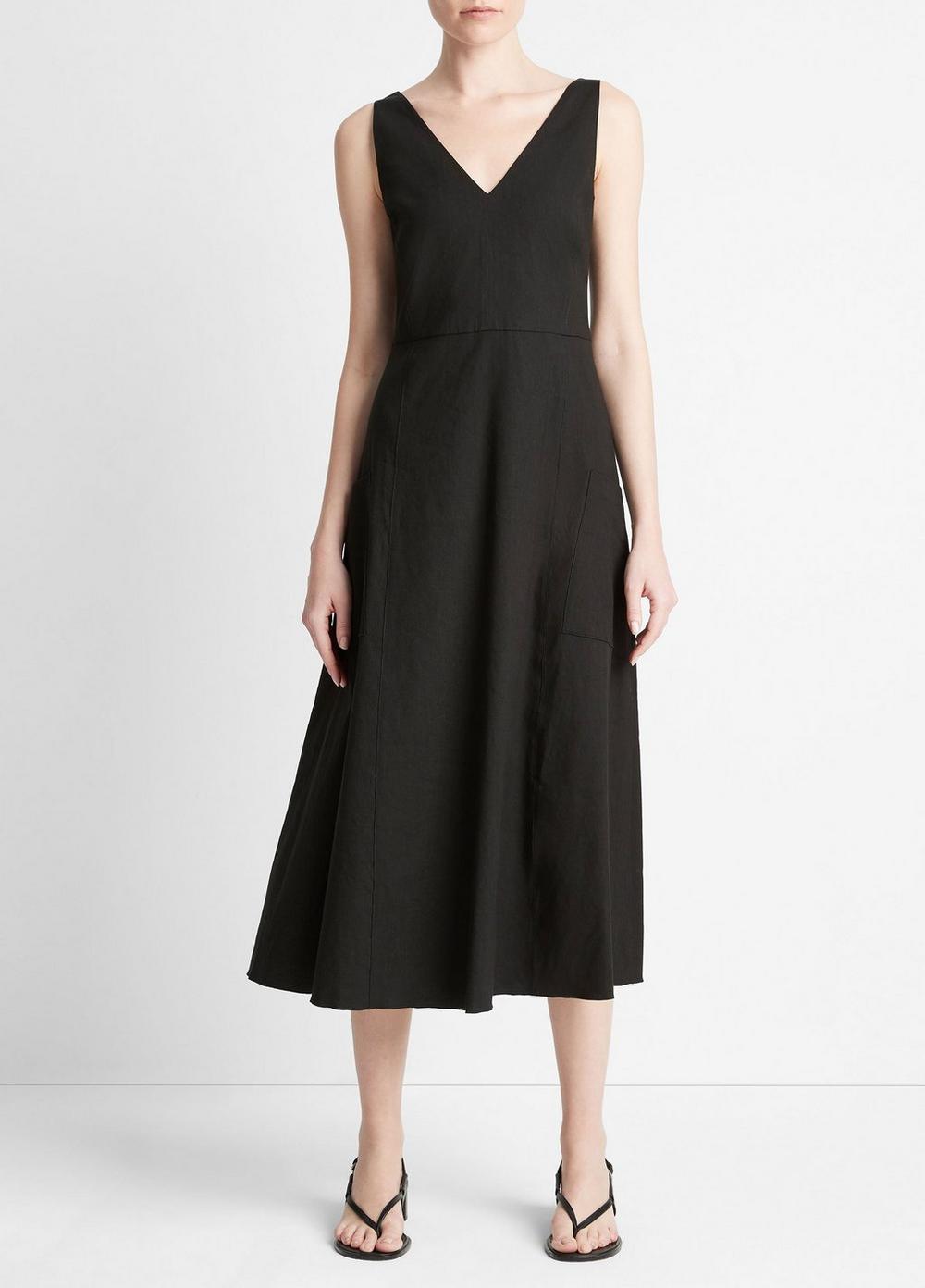 Relaxed V-Neck Pocket Dress Product Image