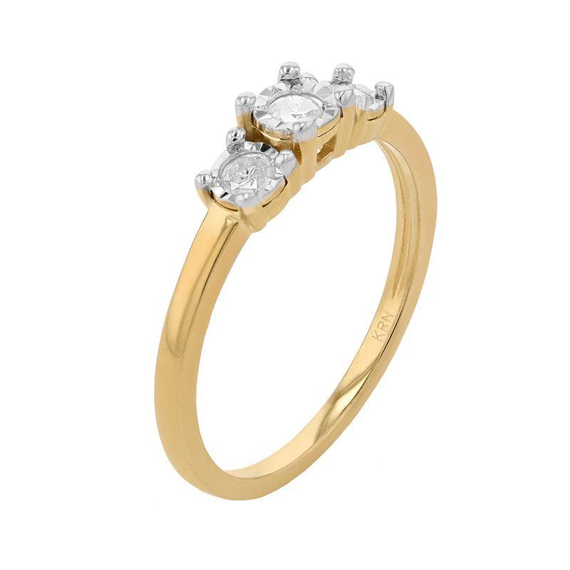 14k Gold Over Silver 1/4 Carat T.W. Diamond 3-Stone Engagement Ring, Womens Yellow Product Image