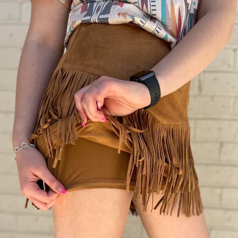 Fort Worth Fringe Skirt Brown Product Image