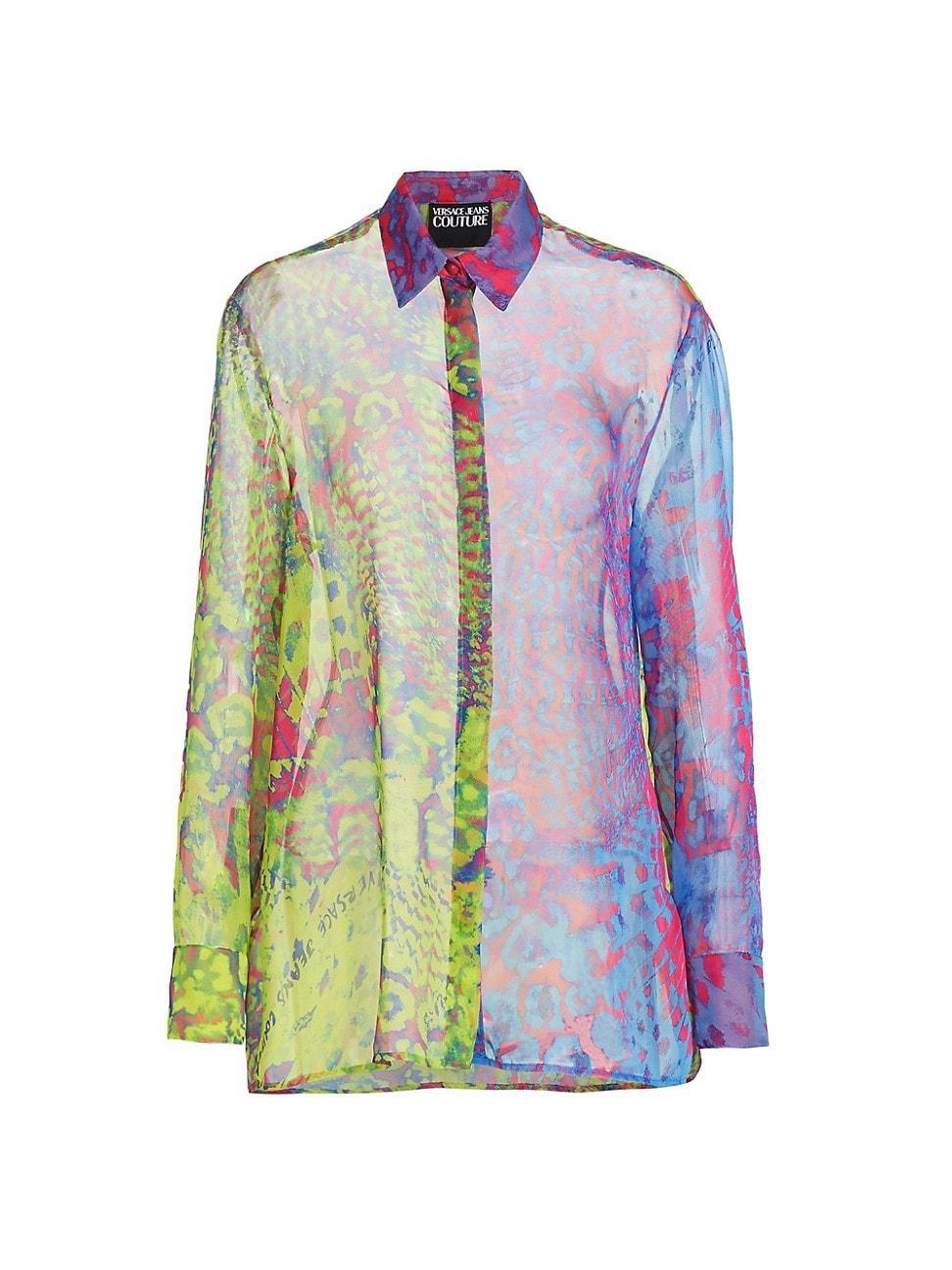 Womens Printed Button-Front Shirt Product Image