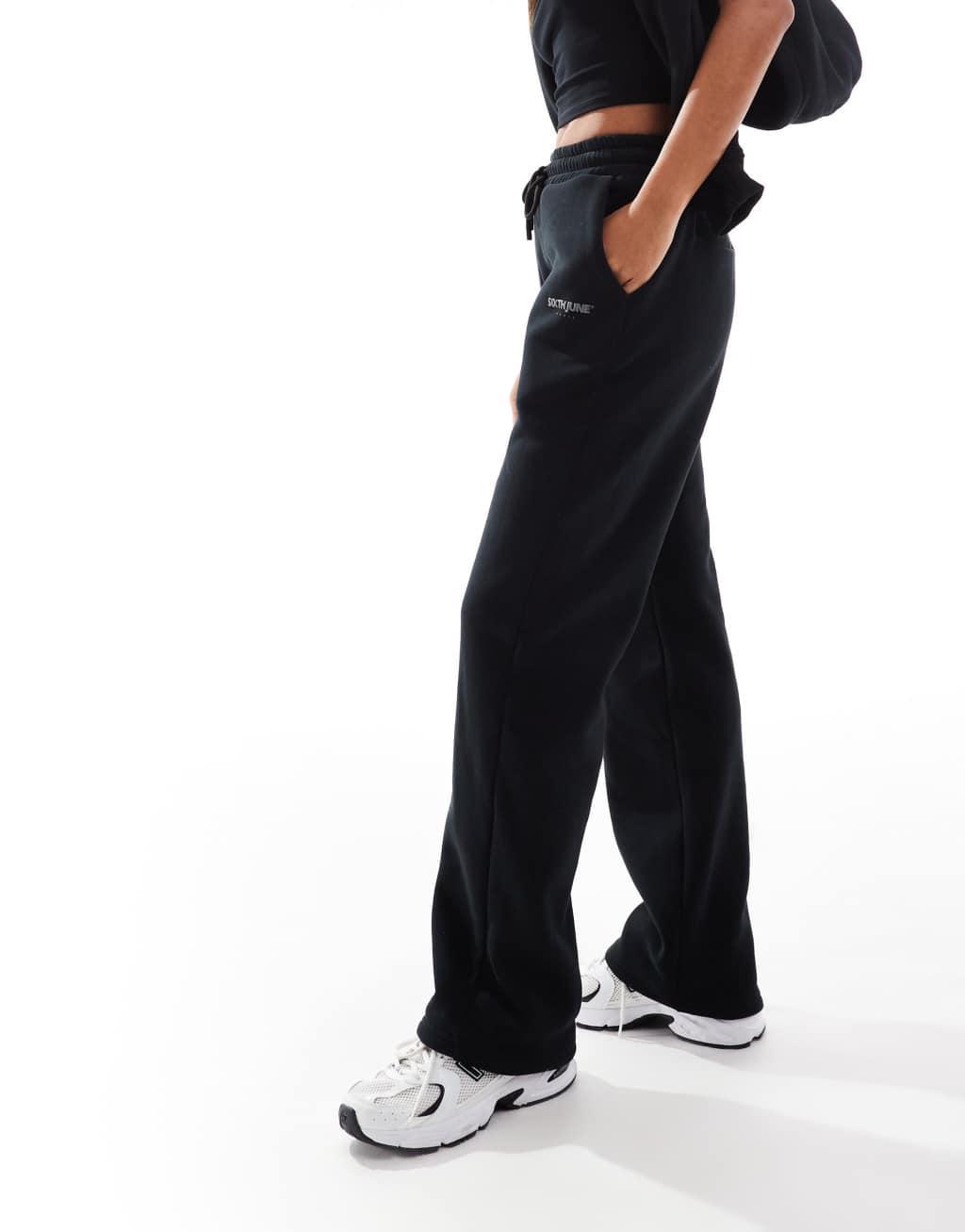 Sixth June printed motif straight leg sweatpants in black - part of a set Product Image