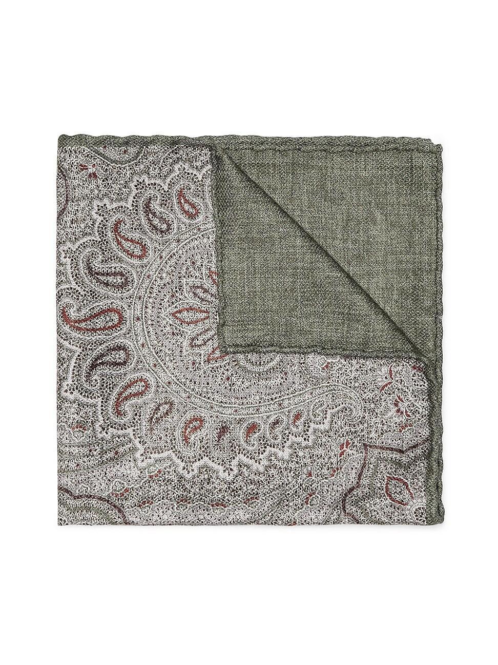 Mens Silk Pocket Square with Paisley Design Product Image