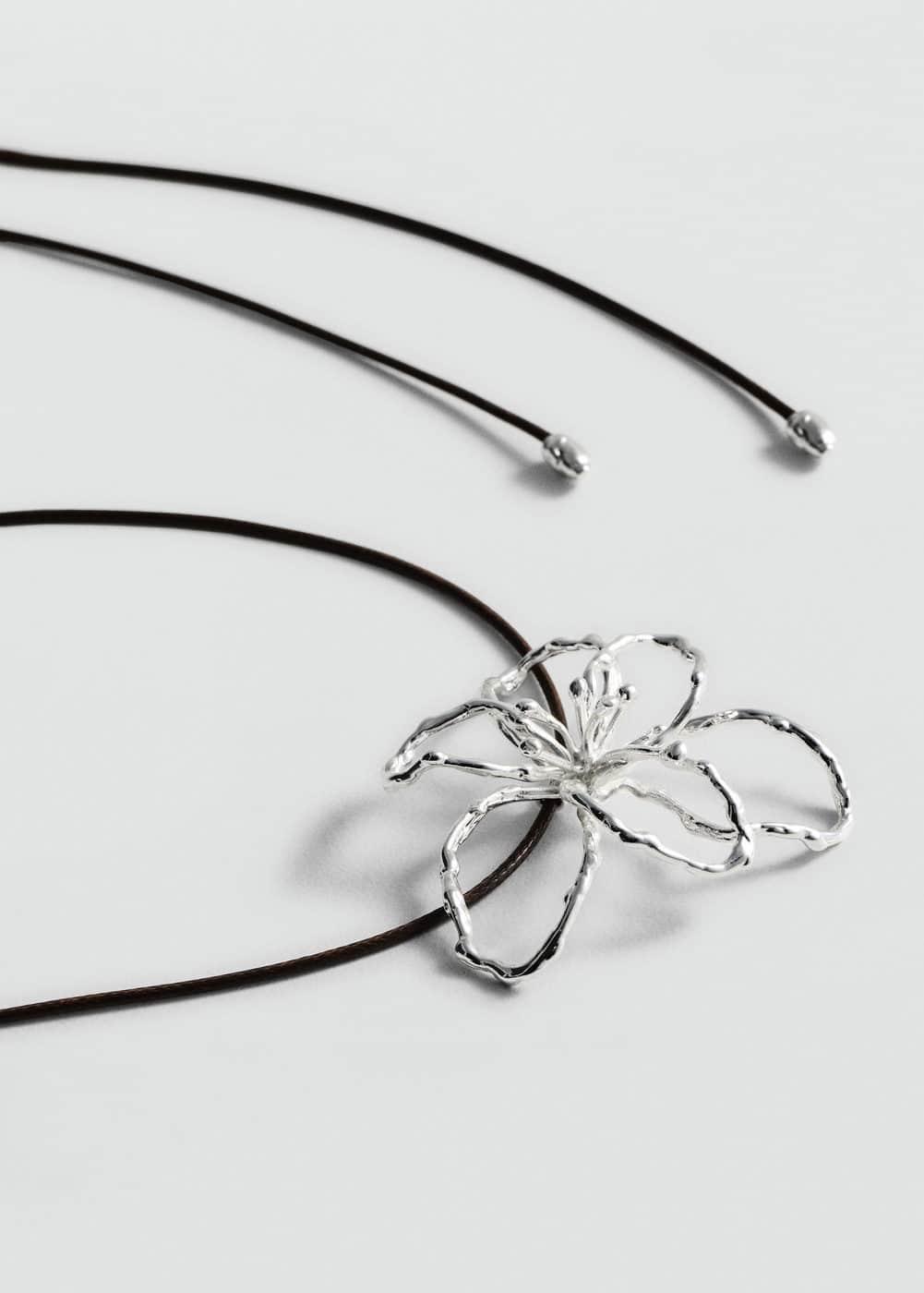 MANGO - Flower cord necklace - One size - Women Product Image