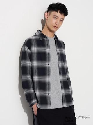 Mens Flannel Shirt Checked Black Small UNIQLO US Product Image