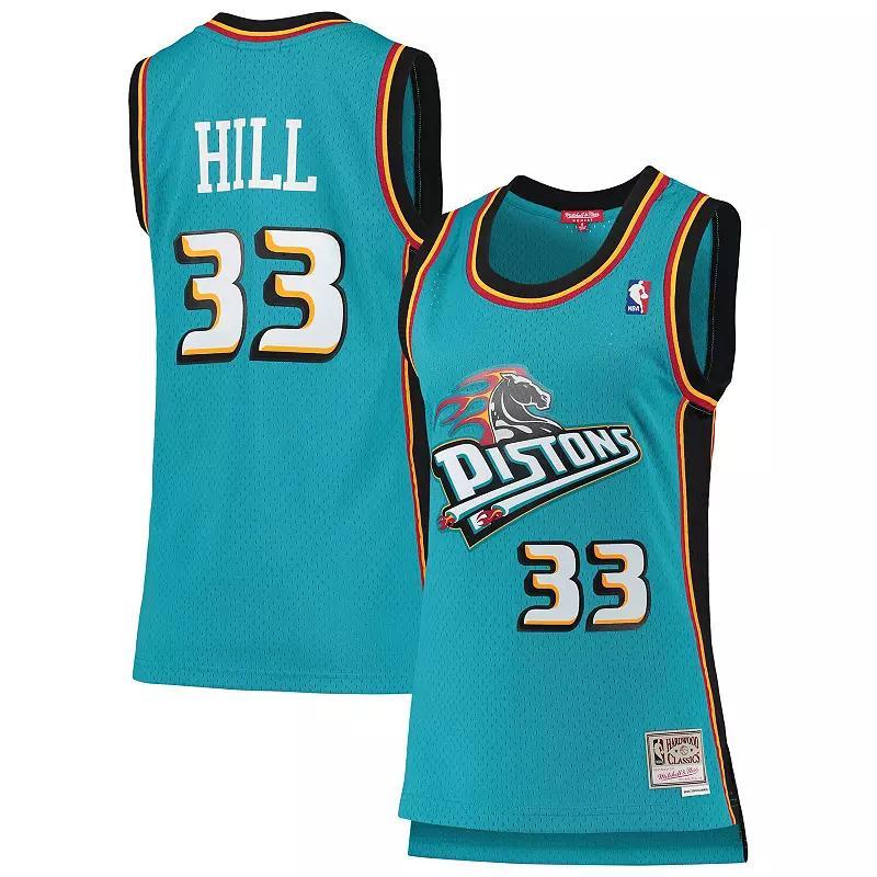 Womens Grant Hill Teal Detroit Pistons 1998-99 Hardwood Classics Swingman Jersey - Teal Product Image