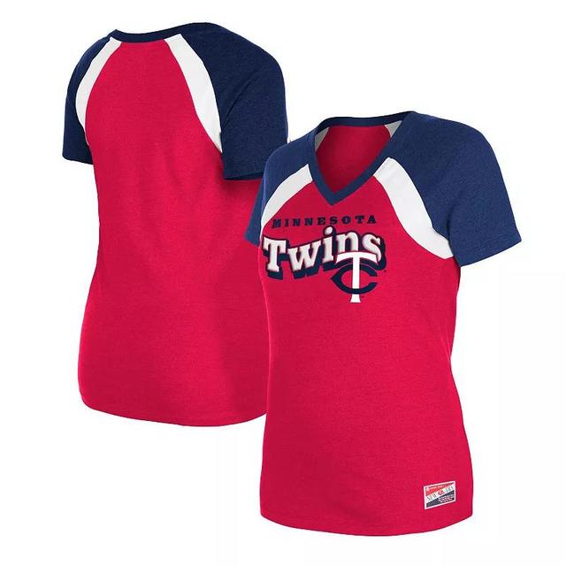 Womens New Era Minnesota Twins Heathered Raglan V-Neck T-Shirt Product Image