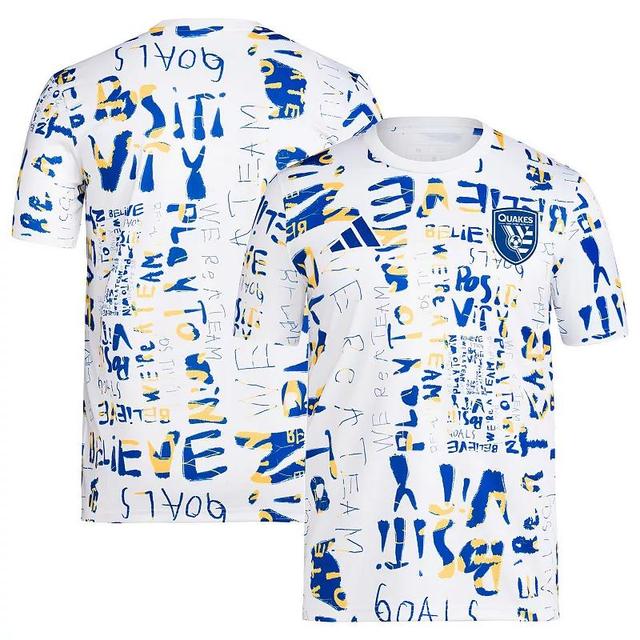 Mens adidas White San Jose Earthquakes 2024 MLS Kick Childhood Cancer Pre-Match Top Product Image