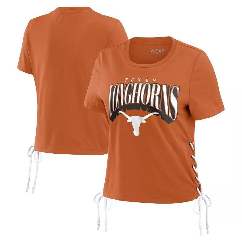 Womens WEAR by Erin Andrews Texas Orange Texas Longhorns Side Lace-Up Modest Crop T-Shirt Product Image