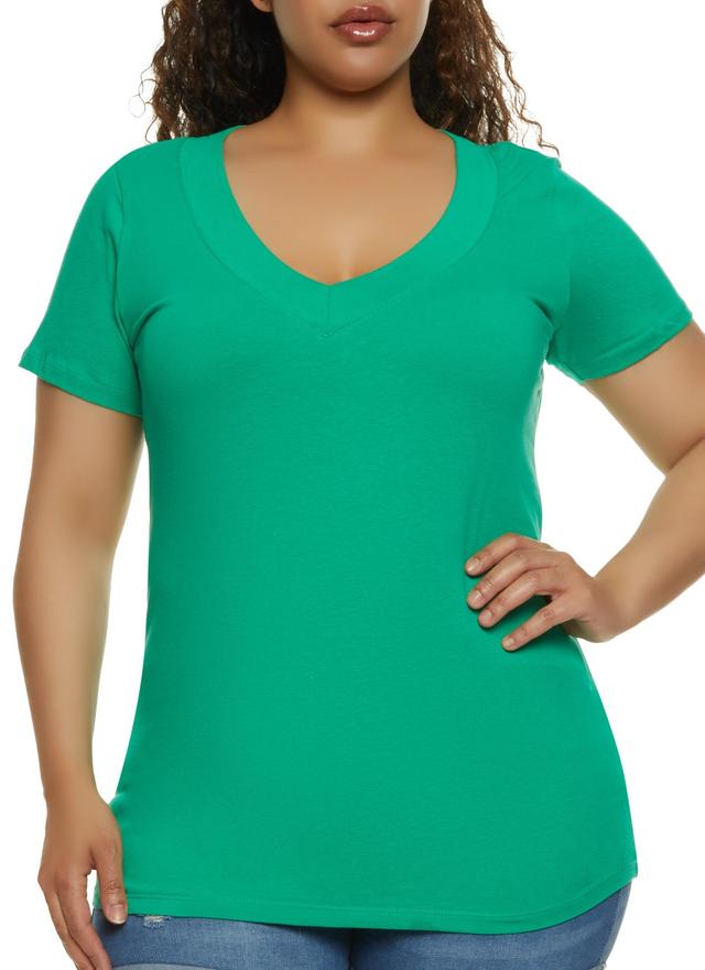 Womens Plus Size Basic V Neck Tee Product Image