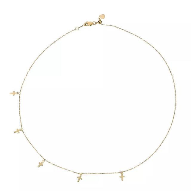 14k Gold Cross Charm Adjustable Choker Necklace, Womens Product Image