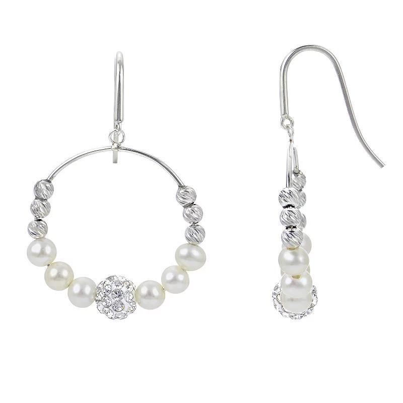 PearLustre by Imperial Sterling Silver Freshwater Cultured Pearl & Crystal Drop Bead Earrings, Womens product image