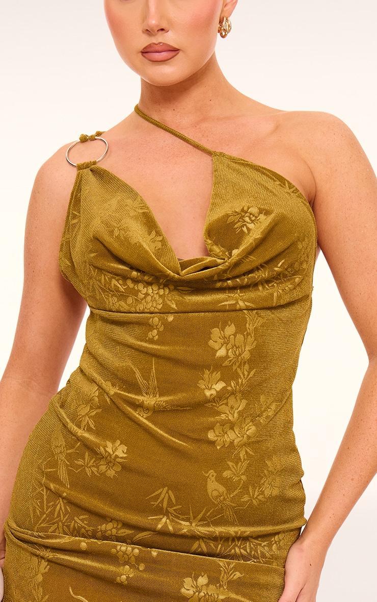 Olive Textured Cowl Mini Dress Product Image