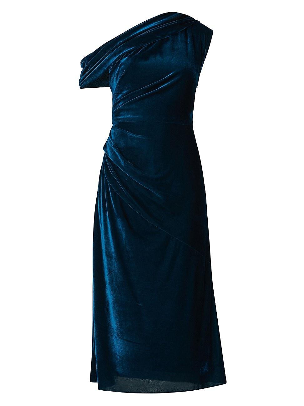 Womens Grover One-Shoulder Velvet Midi-Dress Product Image