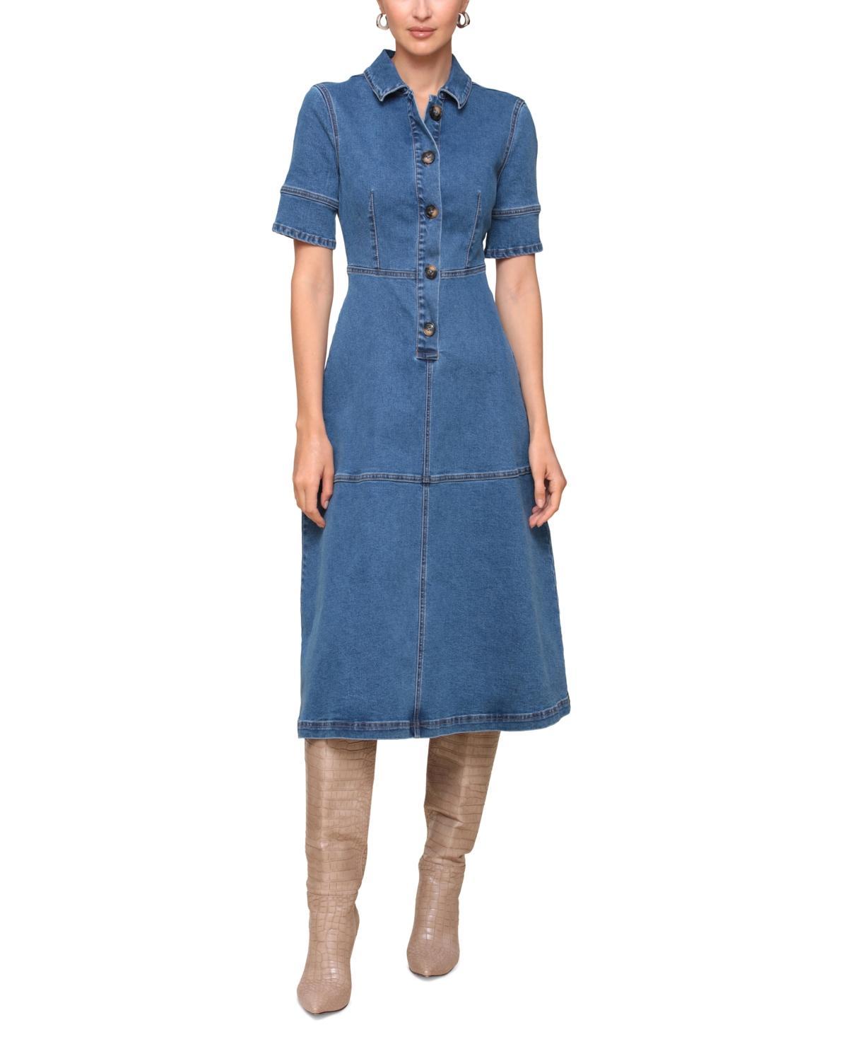 Avec Les Filles Womens Denim Midi Shirtdress product image