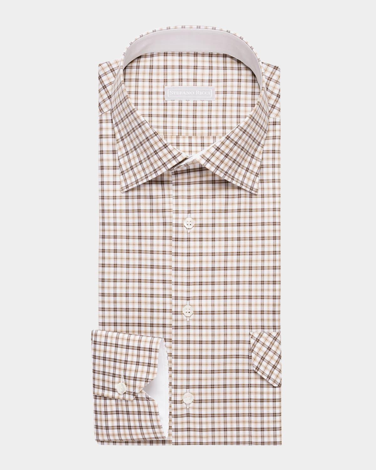 Mens Cotton Micro-Plaid Casual Button-Down Shirt Product Image