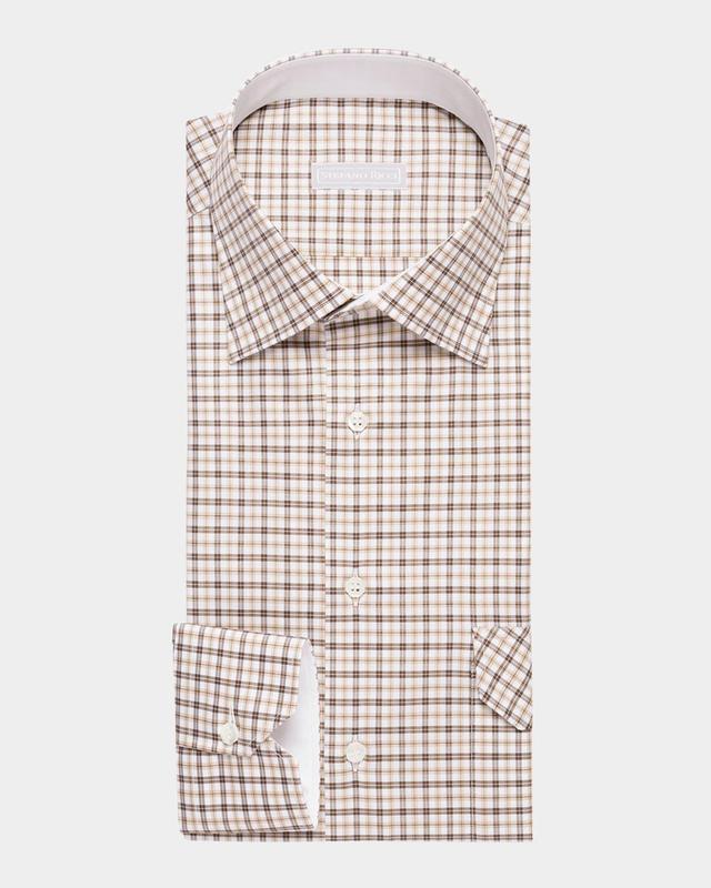 Mens Cotton Micro-Plaid Casual Button-Down Shirt Product Image