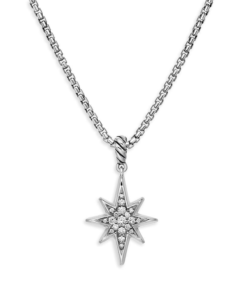 David Yurman Sterling Silver Cable Collectibles North Star Pendant Necklace with Diamonds, 17 Product Image