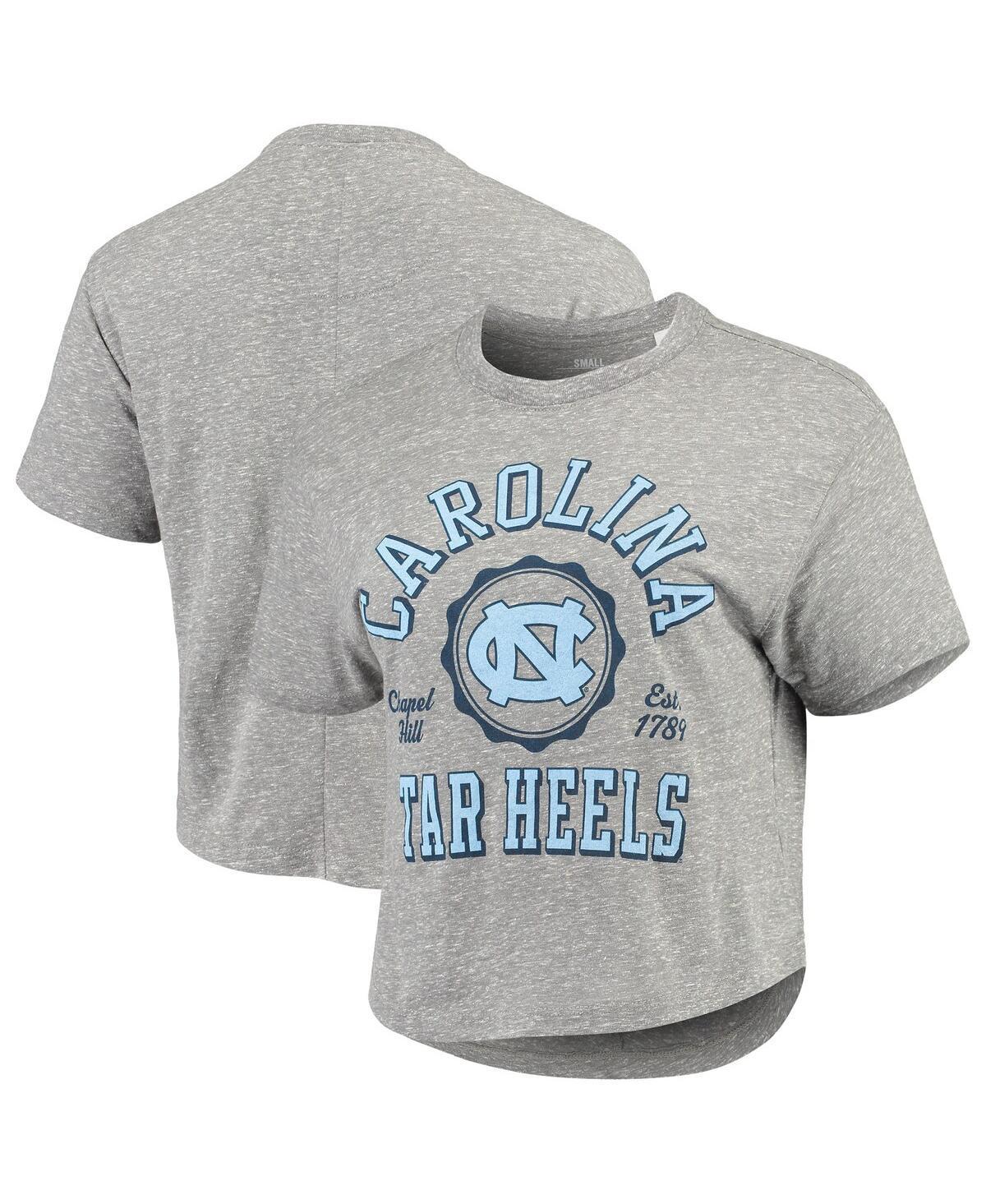 Womens Pressbox Gray North Carolina Tar Heels Bishop Tri-Blend Knobi Crop T-shirt Product Image