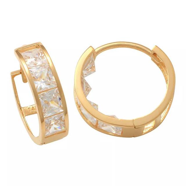 Theia Sky 14k Gold Gold Square Cubic Zirconia Huggie Earrings, Womens Product Image