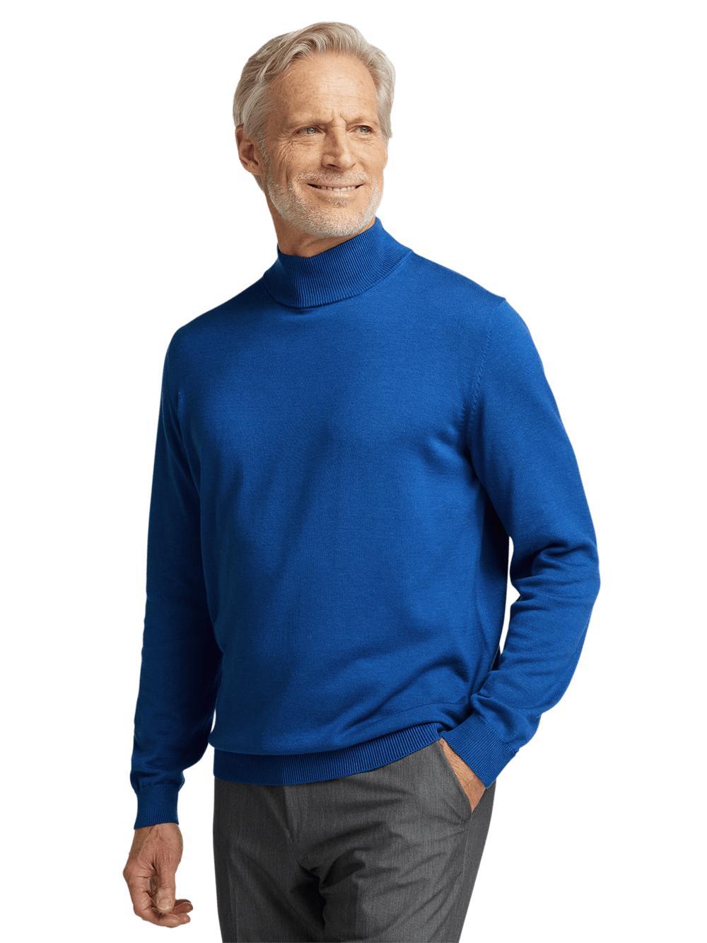 Supima Cotton Mock Neck Sweater - Blue Product Image