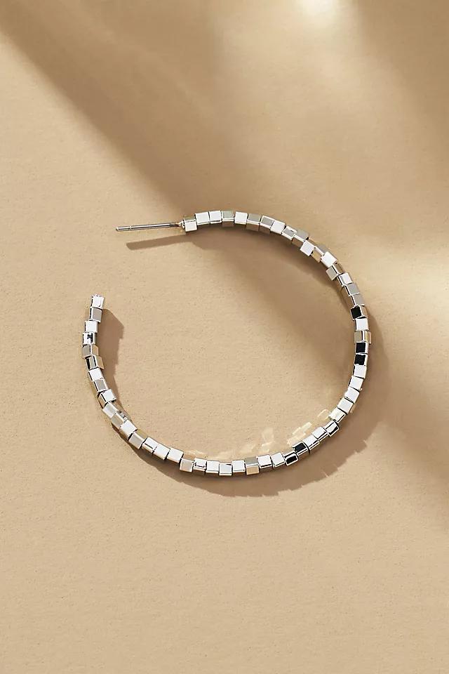 Mini Block Bead Hoop Earrings Product Image