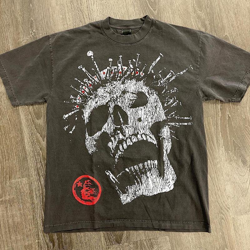 Retro Skull Graphic Cotton T-Shirt Product Image