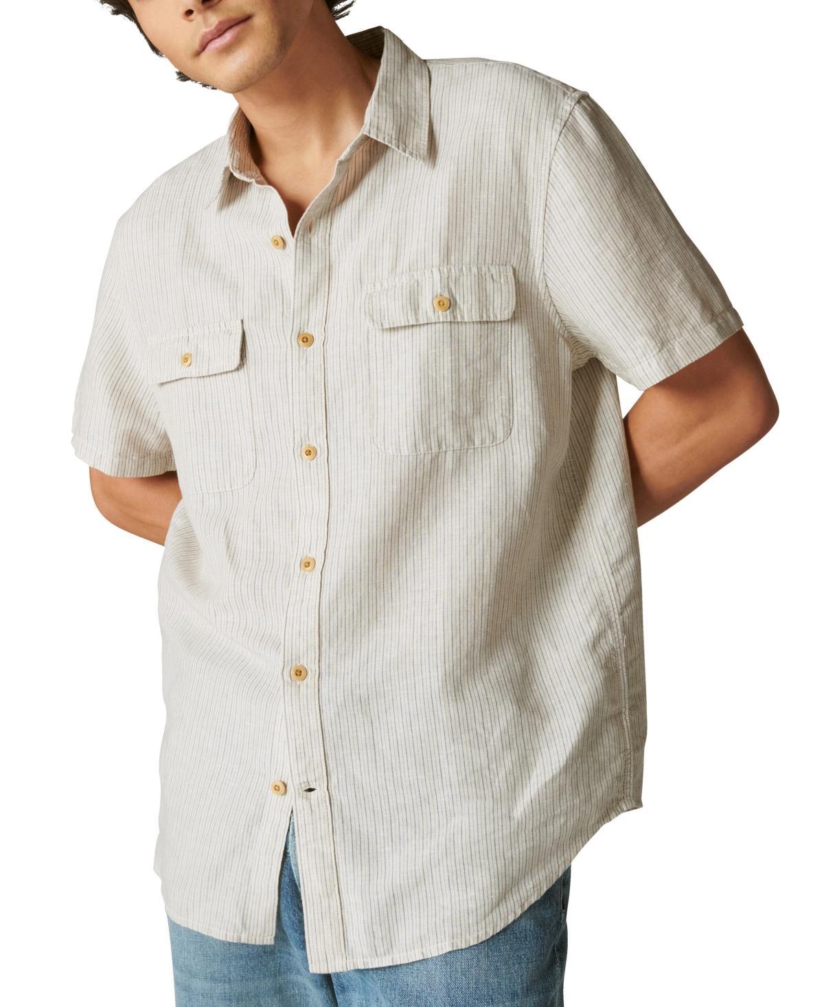 Lucky Brand Mens Striped Short Sleeves Work Wear Shirt Product Image