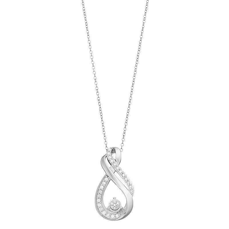 Diamond Brilliance Sterling Silver 1/4 Carat T.W. Diamond Teardrop Necklace, Womens Product Image