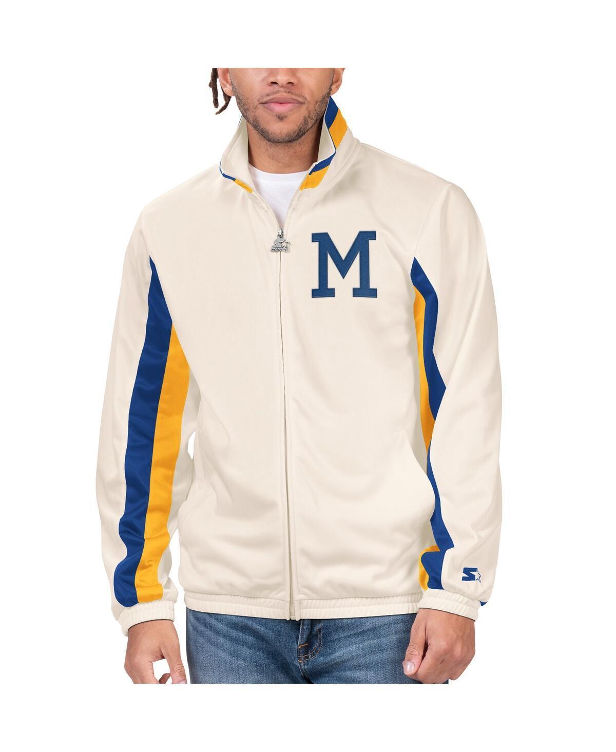 Mens Starter Cream Milwaukee Brewers Rebound Cooperstown Collection Full-Zip Track Jacket Product Image