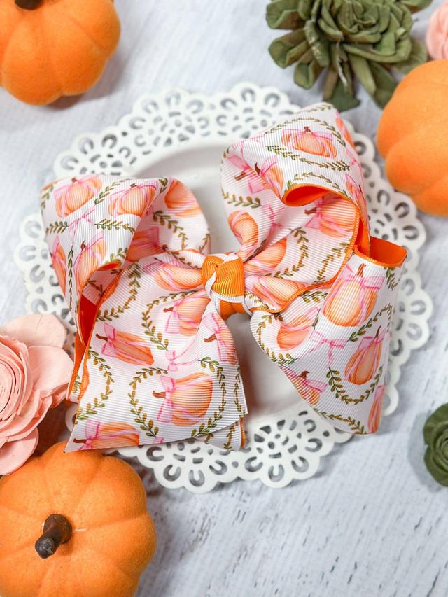 Deluxe Double Layered Pumpkin Hair Bow Product Image