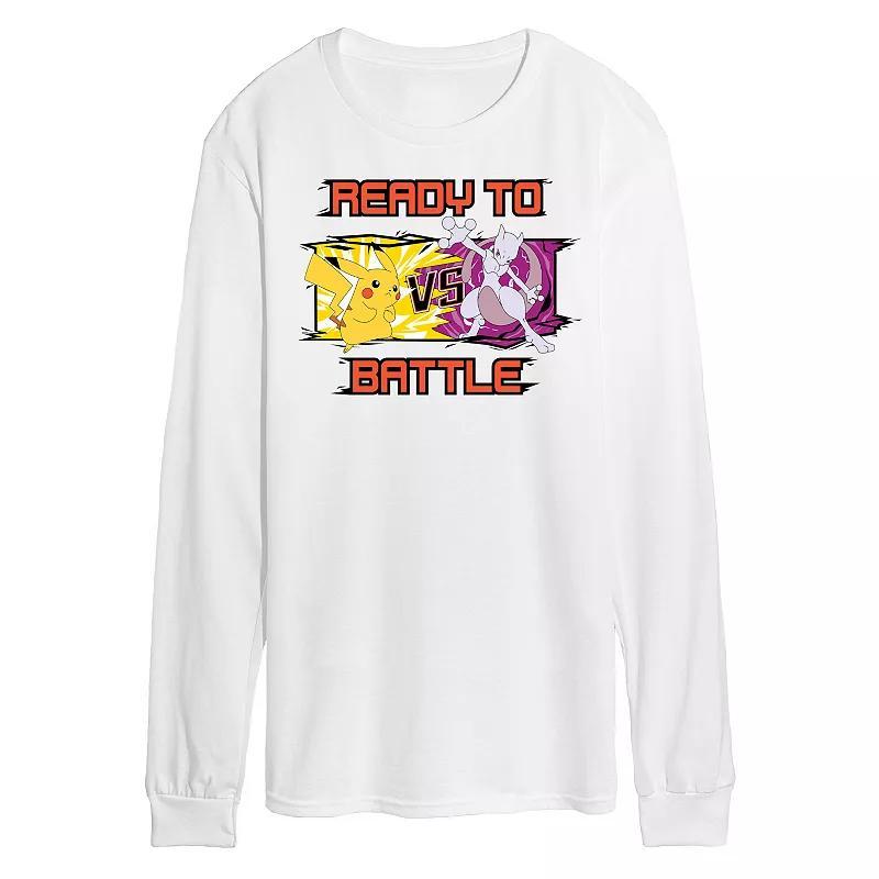 Mens Pokemon Pikachu vs. Mewtwo Battle Long Sleeve Graphic Tee Product Image