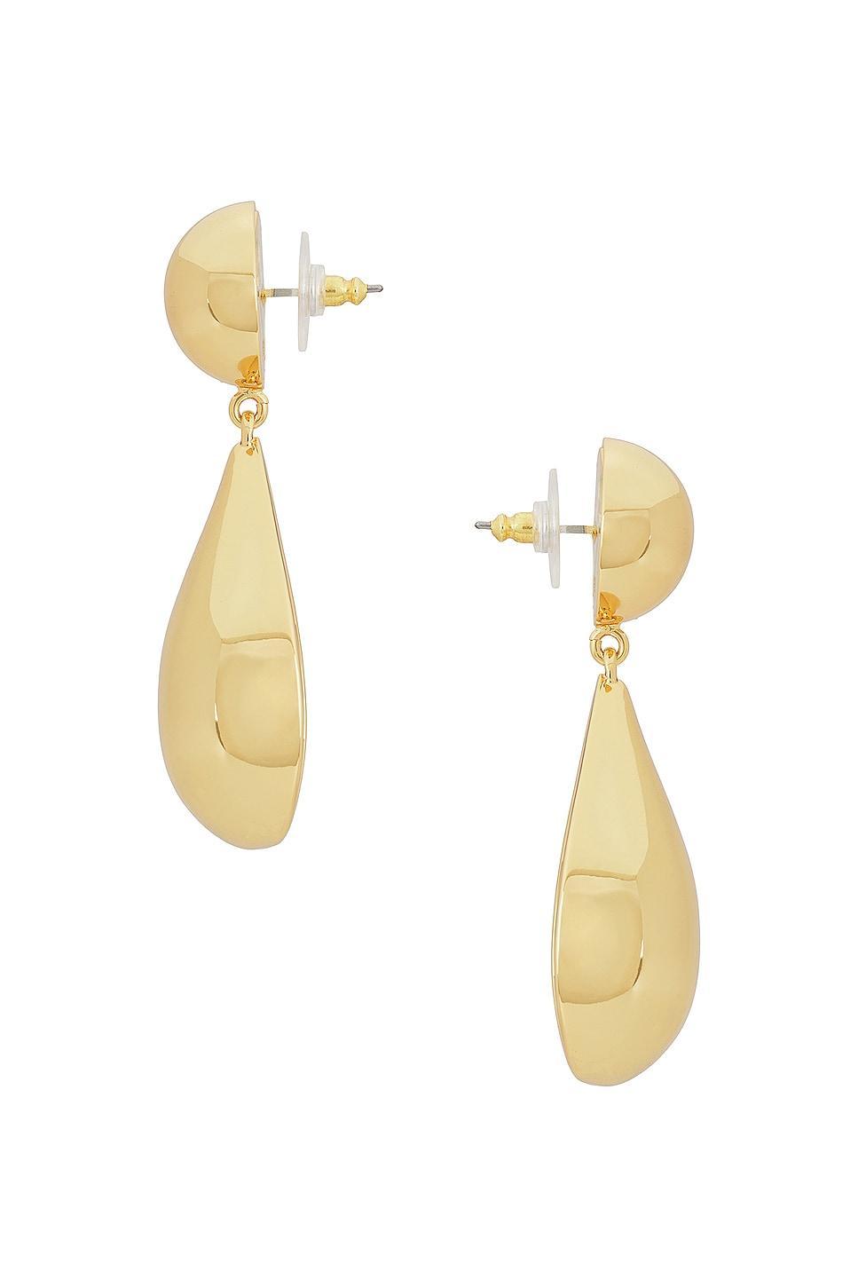 Small Dome Pearly Teardrop Earrings Product Image