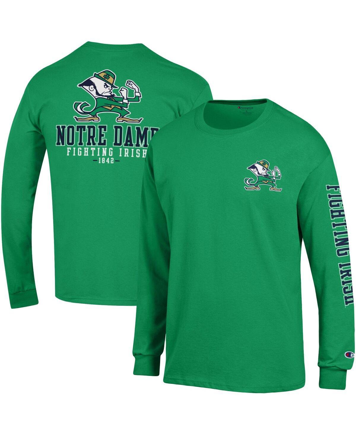 Mens Champion Green Notre Dame Fighting Irish Team Stack 3-Hit Long Sleeve T-shirt Product Image