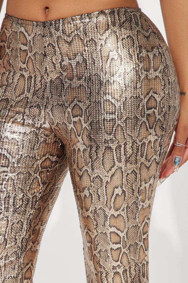 Hard To Get Leopard Sequin Flare Pant - Taupe/combo Product Image