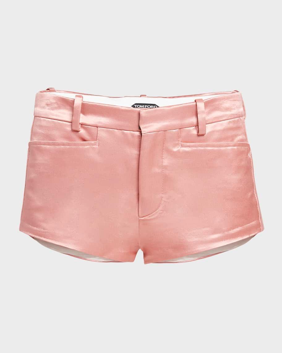 Low-Rise Cotton-Blend Lustrous Duchesse Mini Shorts Product Image