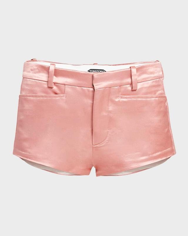 Low-Rise Cotton-Blend Lustrous Duchesse Mini Shorts Product Image