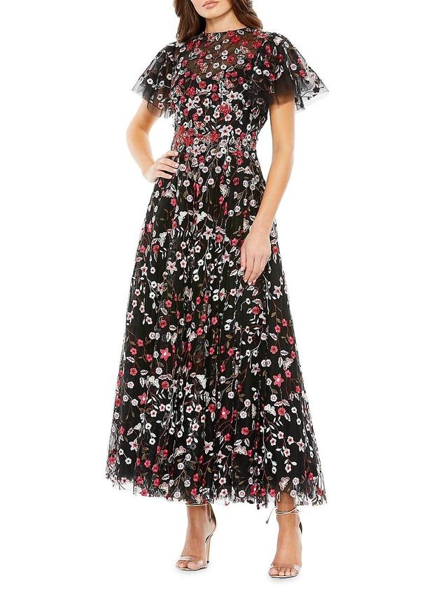 Mac Duggal Embroidered Floral Tulle Cocktail Dress Product Image