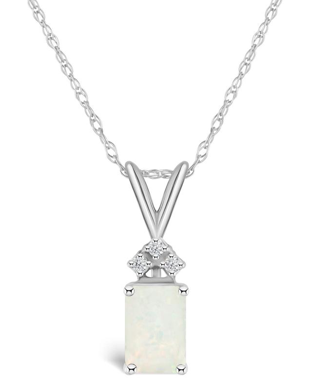 Belk & Co 14K Gold 7X5 Emerald Cut Opal Diamond Accent Pendant Product Image