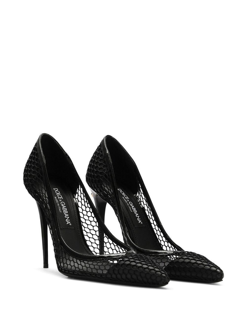 Mesh-detail Leather Pumps In Black Product Image