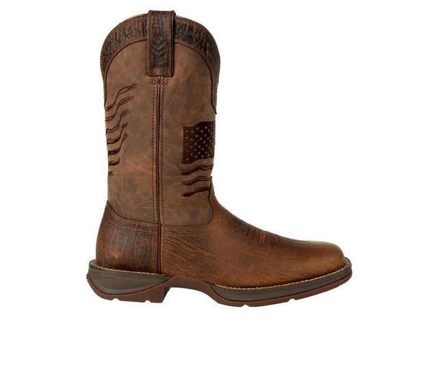 Men's Durango Rebel Brown Distressed Flag Embroidery Western Boots Product Image