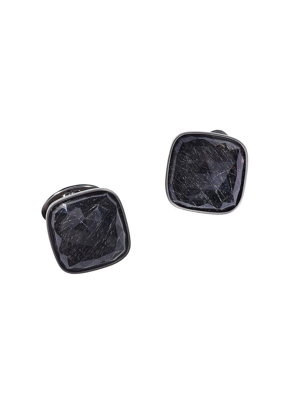 Mens Ruthenium & Faceted Rutilated Quartz Cufflinks Product Image