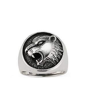 Milanesi And Co Mens Sterling Silver Roaring Tiger Signet Ring Product Image